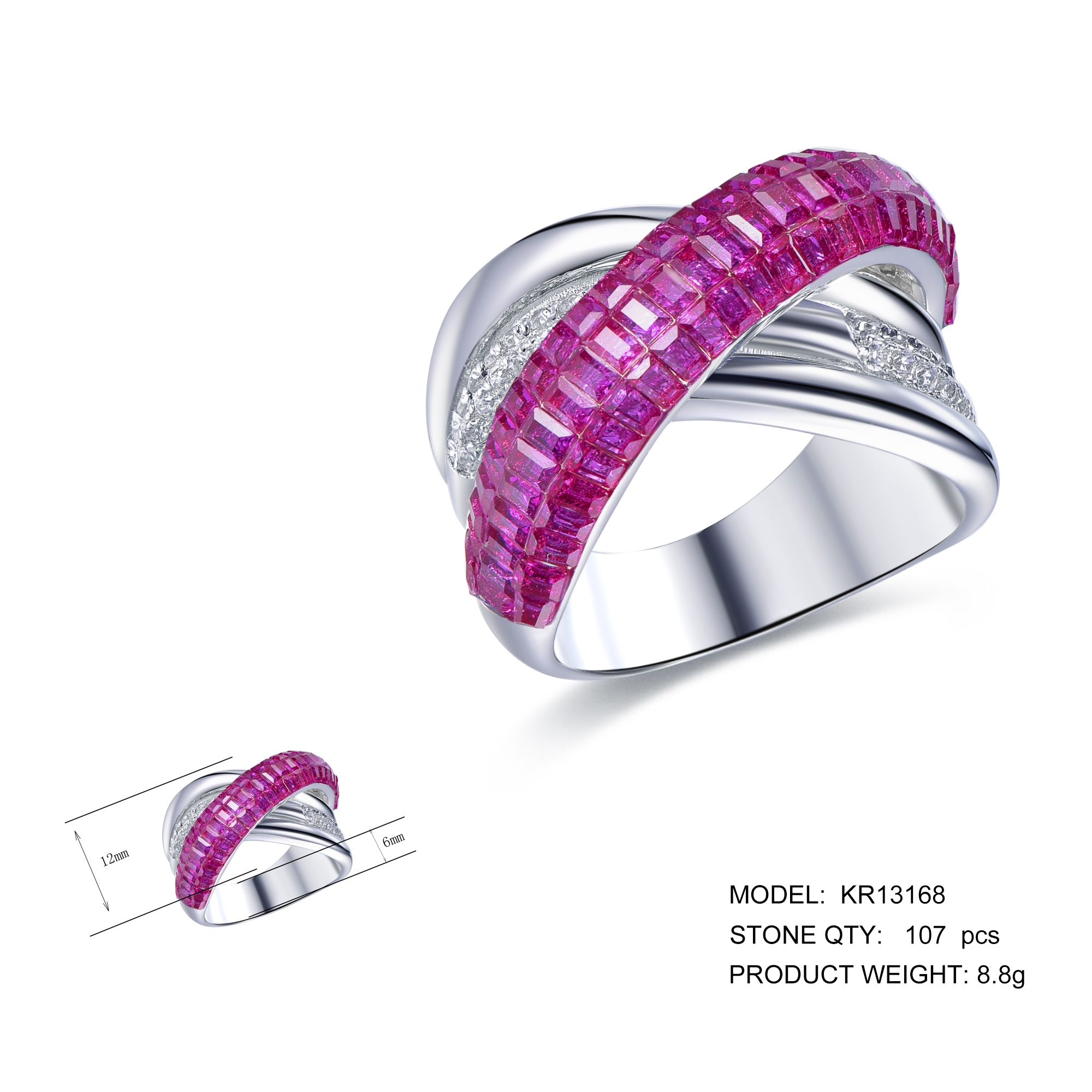  925 Sterling Silver Diamond Ring with Light Luxury and Versatile High Eternity Cubic Zirconia CZ Diamond Inlay for Women