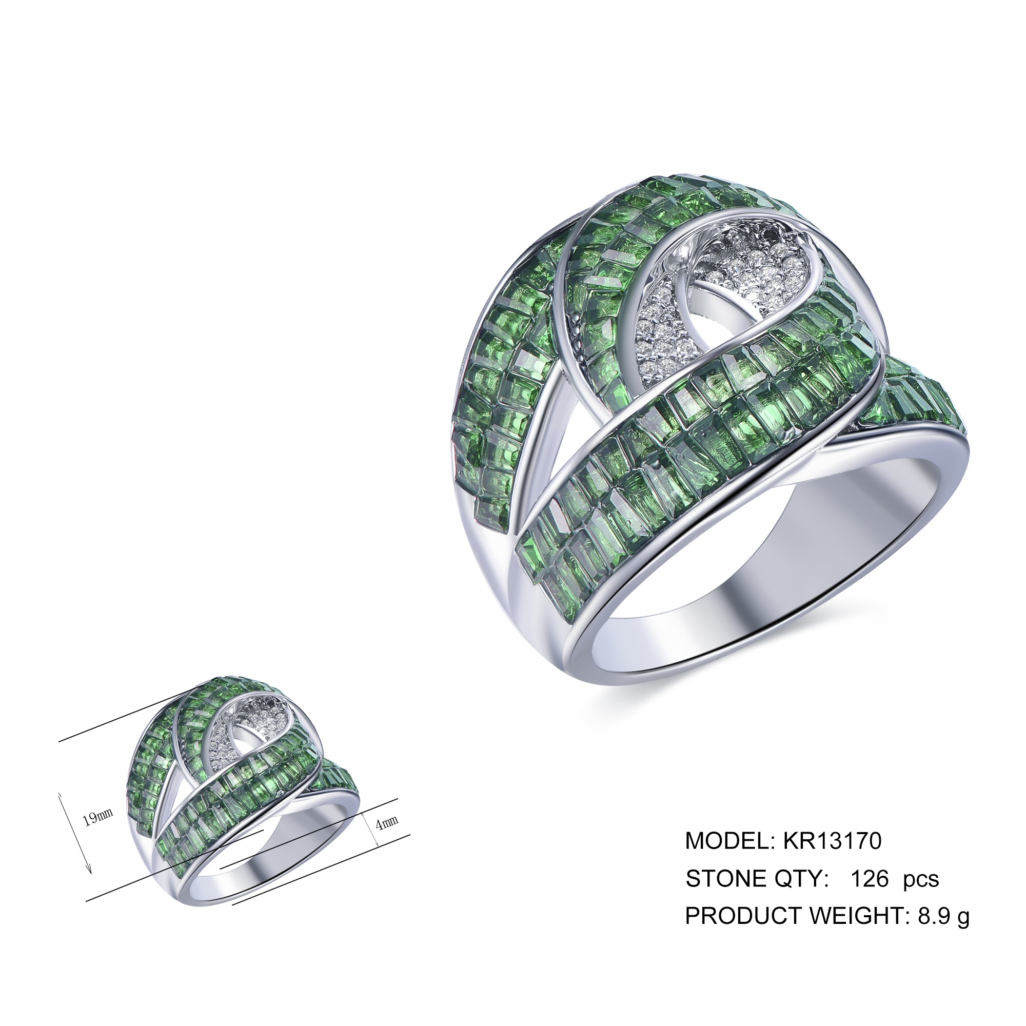 925 Sterling Silver Diamond Ring with Light Luxury and Versatile High Eternity Cubic Zirconia CZ Diamond Inlay for Women
