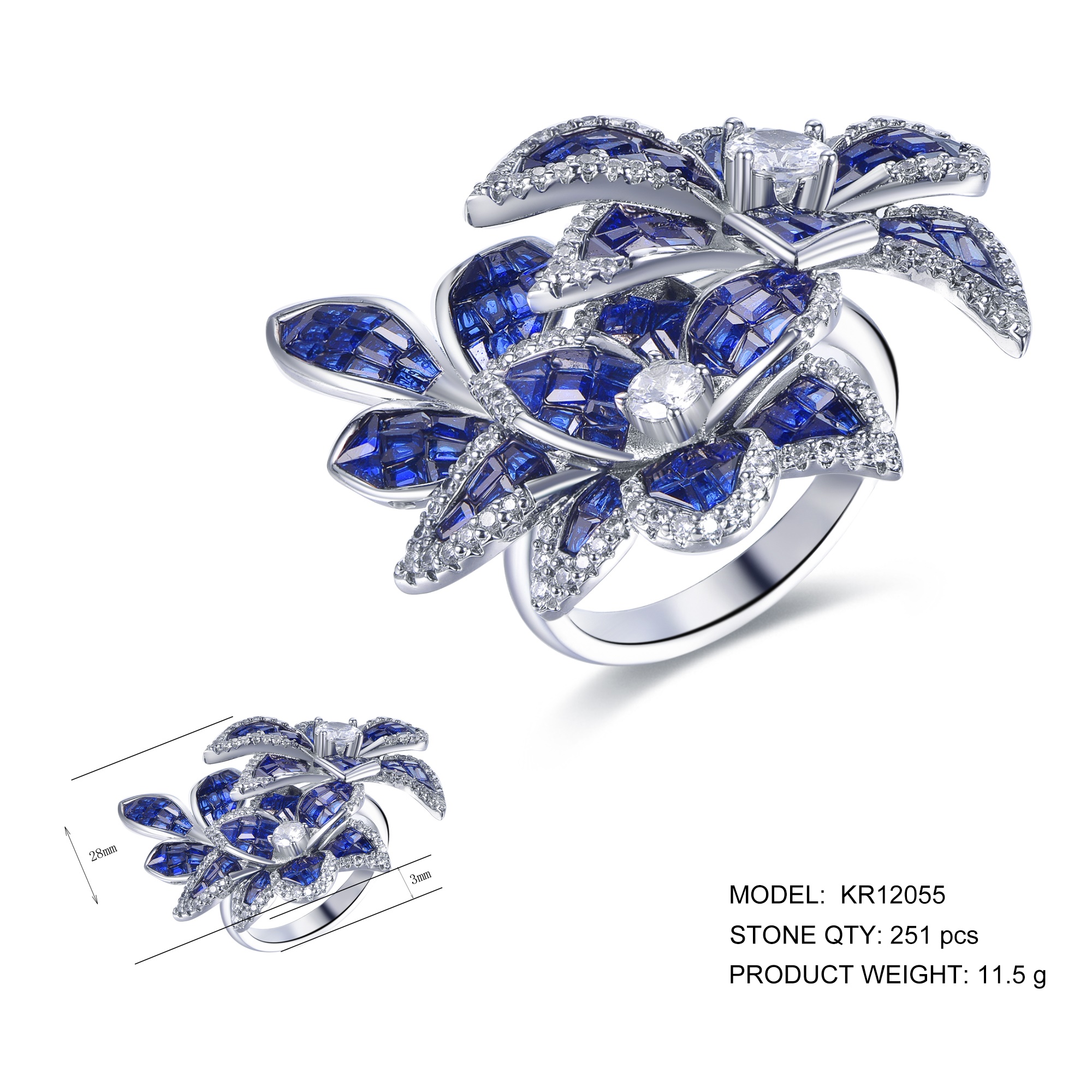 New Arrivals Fashion 925 Sterling Silver Flower Shape CZ Ring Factory Wholesale Jewellery Elegant Jewelry for Girls