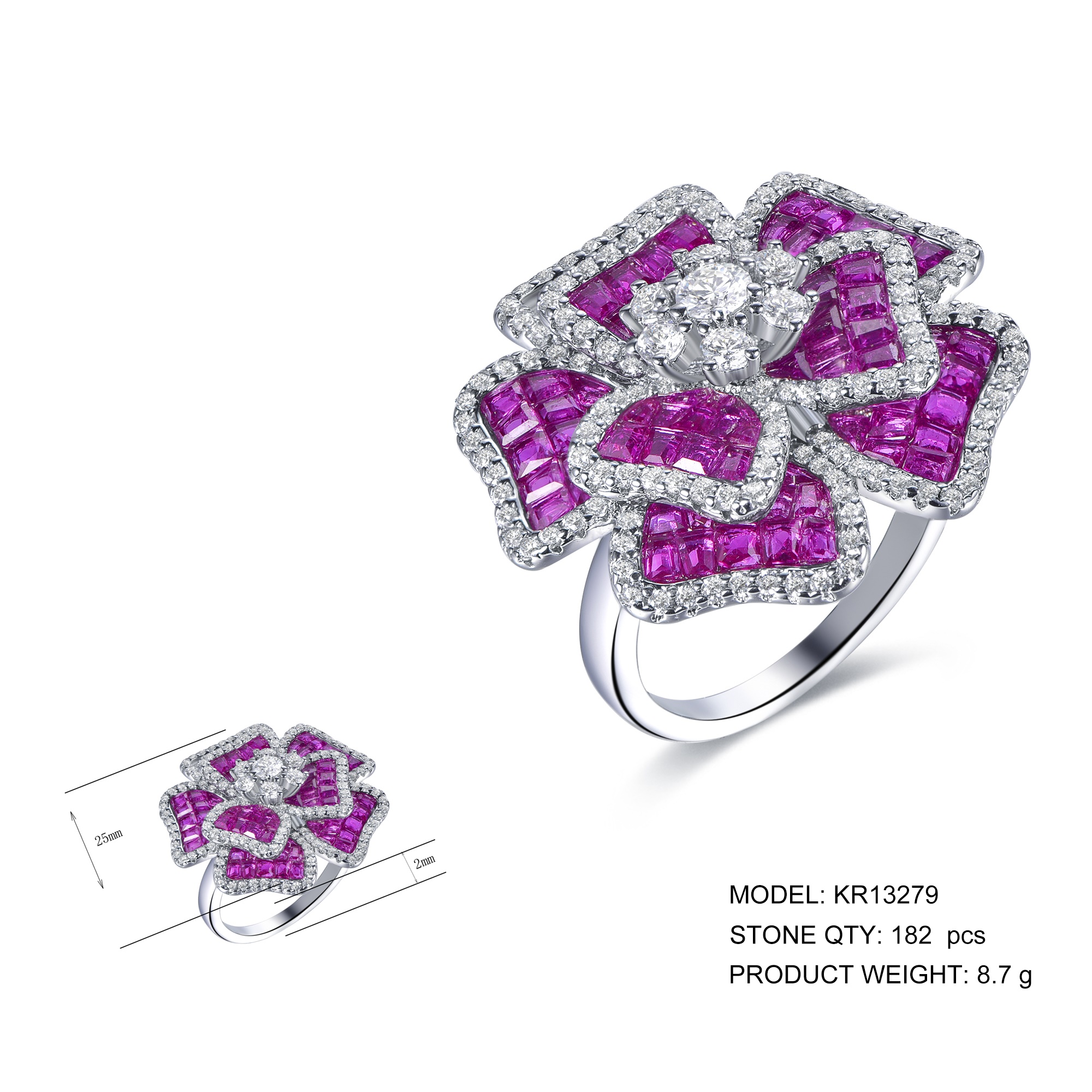New Arrivals Fashion 925 Sterling Silver Flower Shape CZ Ring Factory Wholesale Jewellery Elegant Jewelry for Girls
