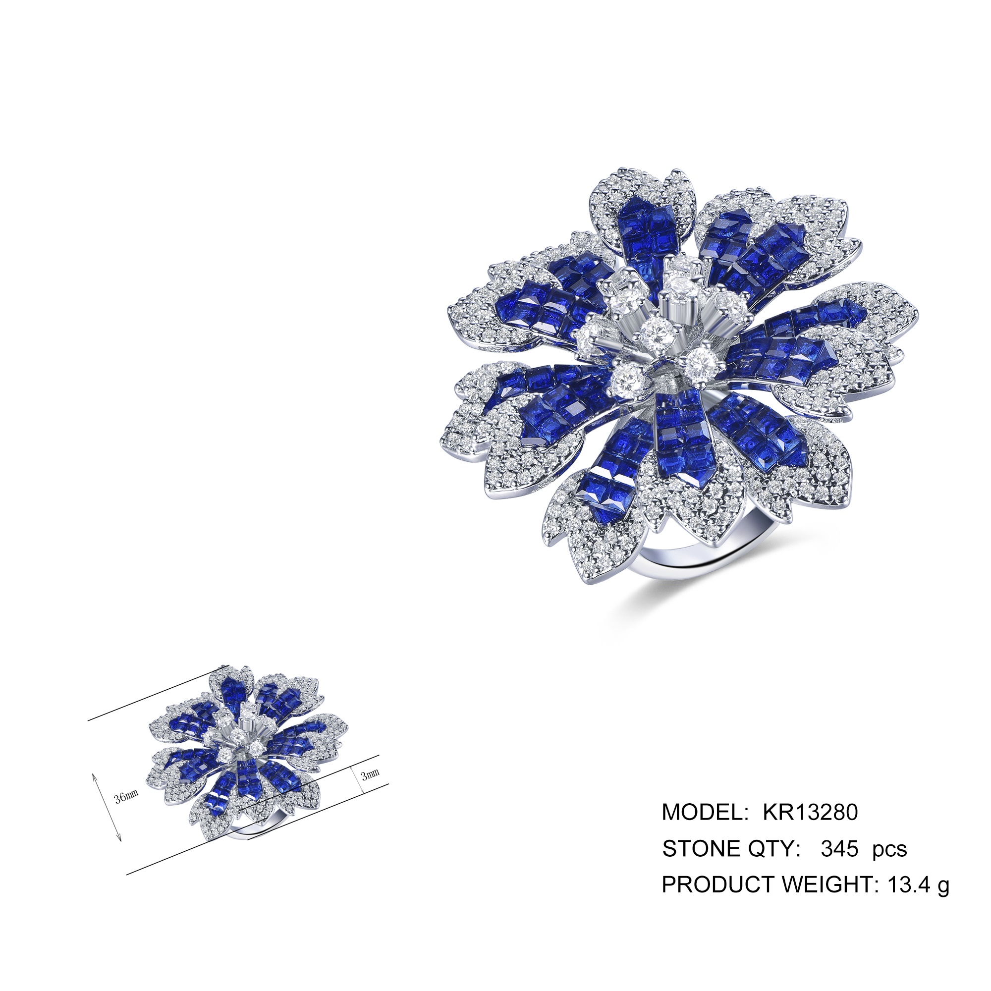 New Arrivals Fashion 925 Sterling Silver Flower Shape CZ Ring Factory Wholesale Jewellery Elegant Jewelry for Girls