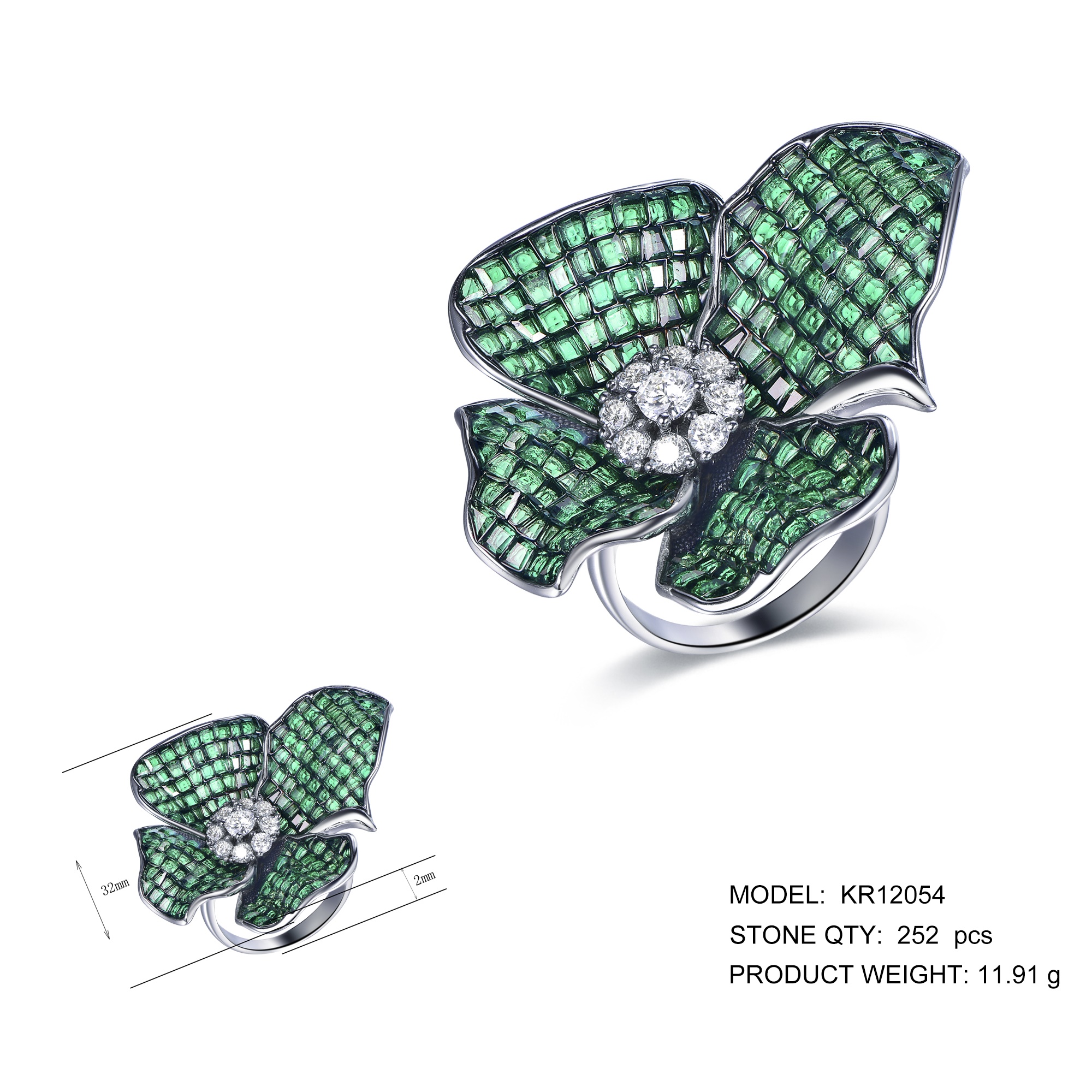 New Arrivals Fashion 925 Sterling Silver Flower Shape CZ Ring Factory Wholesale Jewellery Elegant Jewelry for Girls