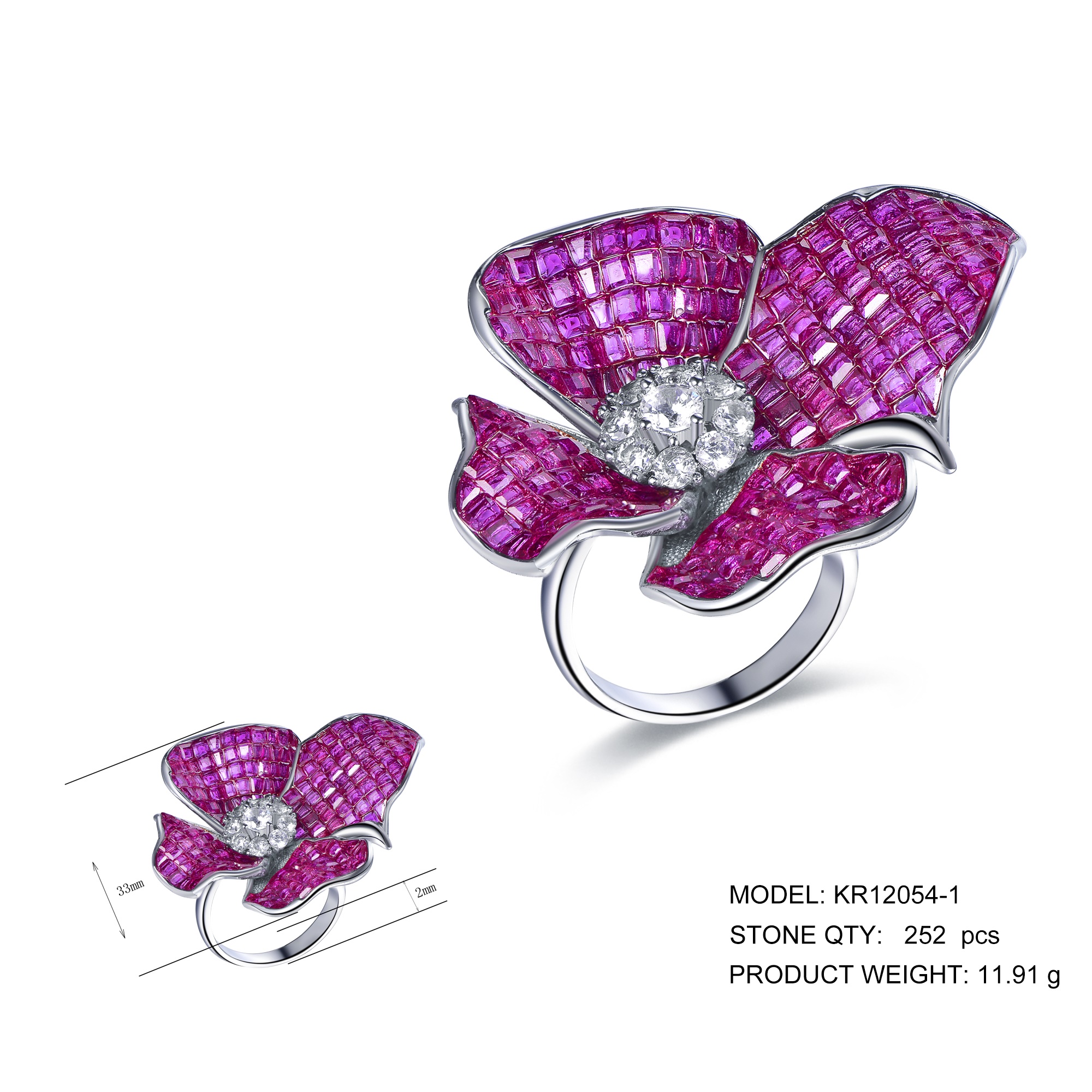 New Arrivals Fashion 925 Sterling Silver Flower Shape CZ Ring Factory Wholesale Jewellery Elegant Jewelry for Girls
