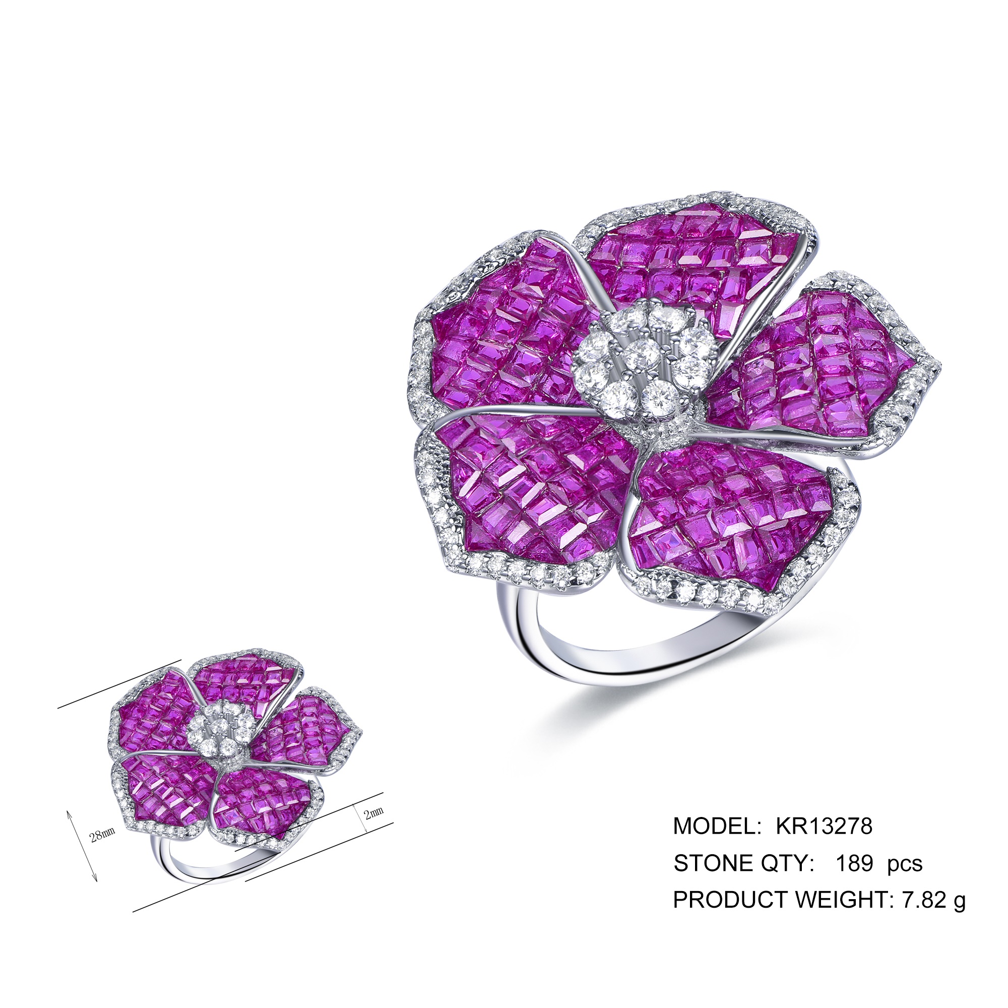 New Arrivals Fashion 925 Sterling Silver Flower Shape CZ Ring Factory Wholesale Jewellery Elegant Jewelry for Girls