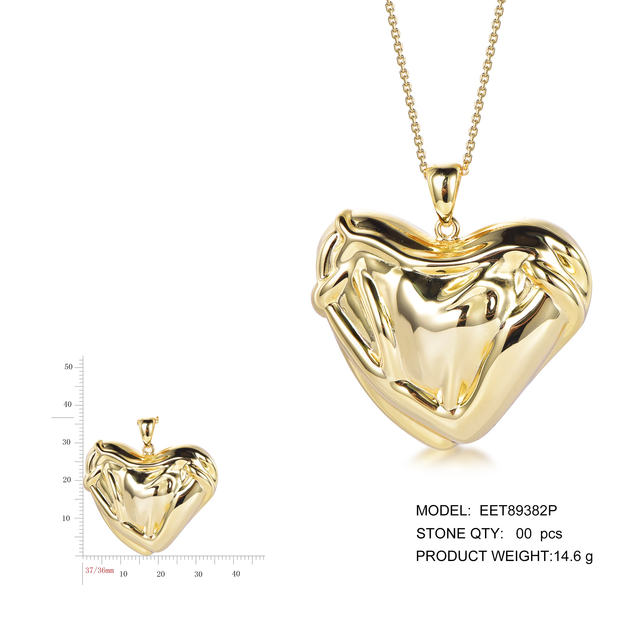 Fashion Jewelry 925 Sterling Silver Diamond Heart Necklace
