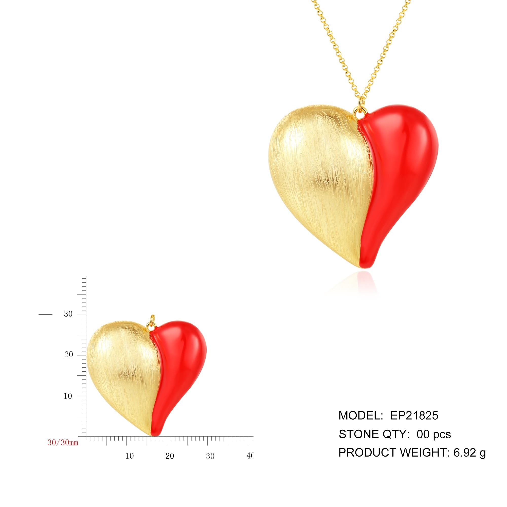 Fashion Jewelry 925 Sterling Silver Diamond Heart Necklace