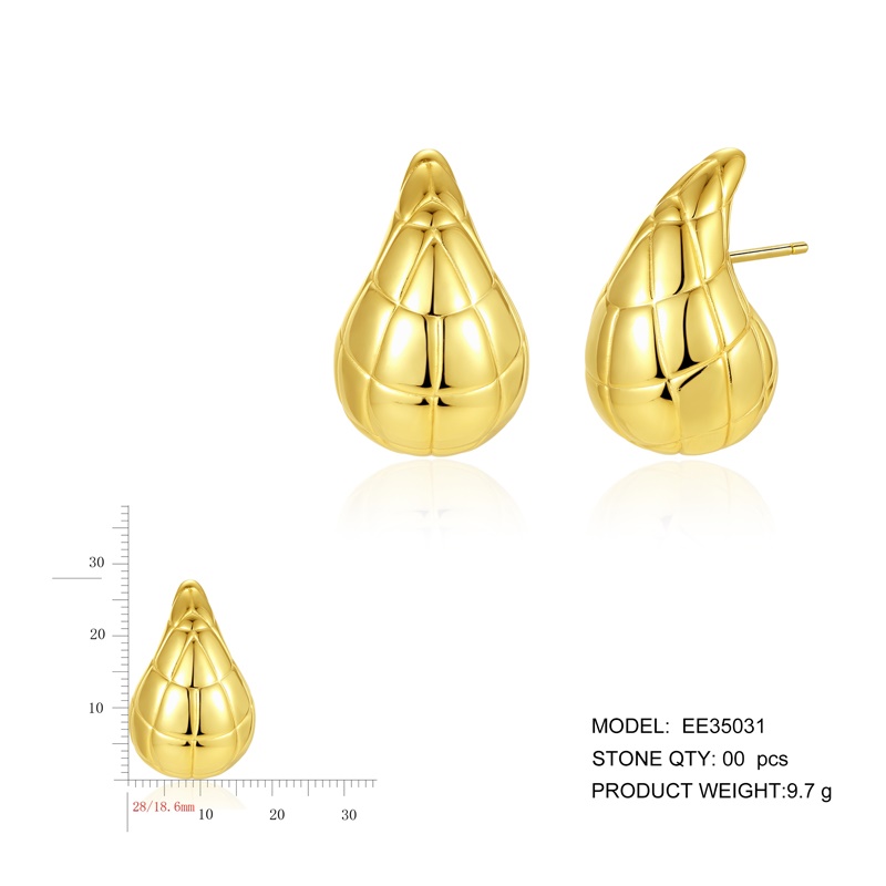 wholesale jewelry 925 sterling silver 18k gold plated water drop big hoop earrings