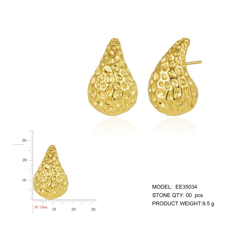 wholesale jewelry 925 sterling silver 18k gold plated water drop big hoop earrings