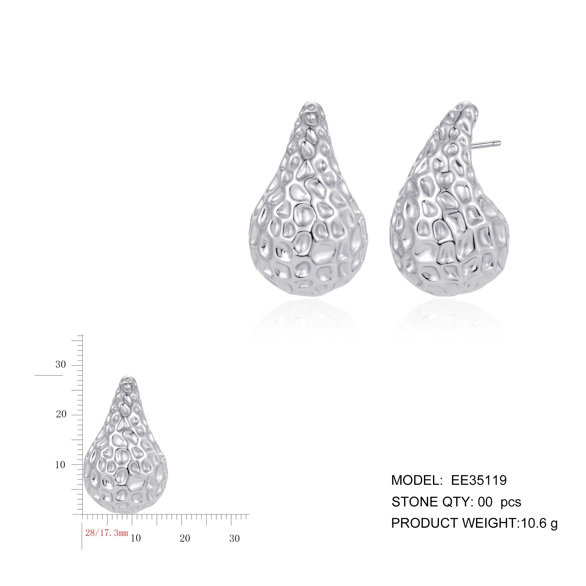 wholesale jewelry 925 sterling silver 18k gold plated water drop big hoop earrings