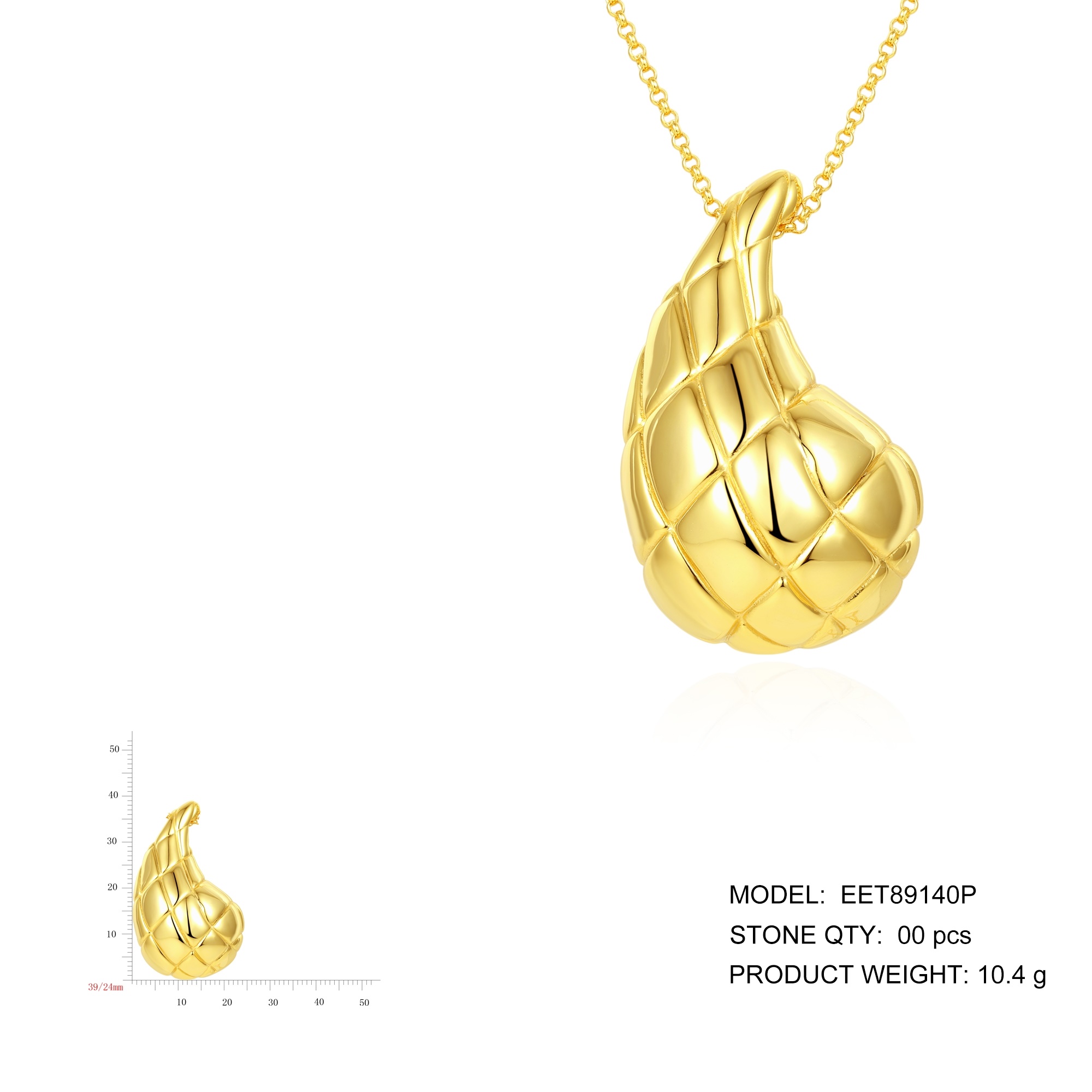 Vintage Style 18K Gold Plated 925 Sterling Silver Water Drop Necklace with Engraving Line Gift for Women