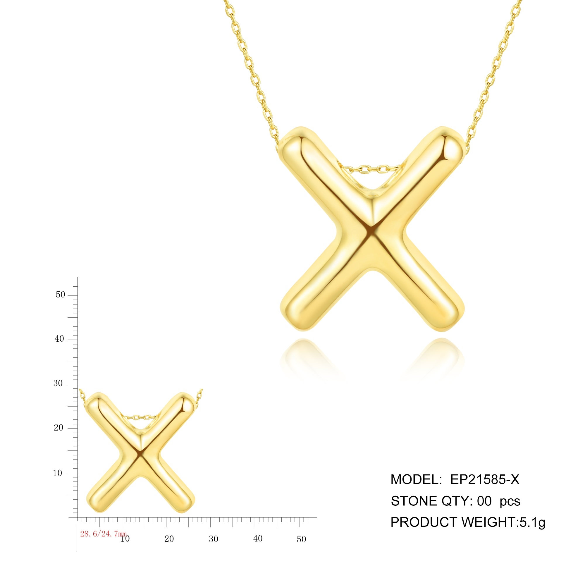Silver Jewelry Gold Plated Balloon Letter A-Z Women's Necklace