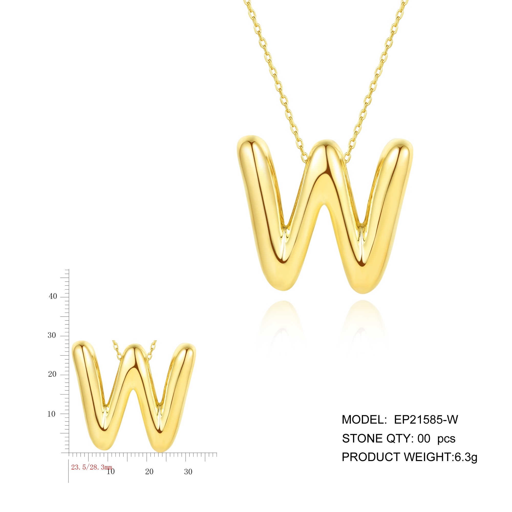 Silver Jewelry Gold Plated Balloon Letter A-Z Women's Necklace