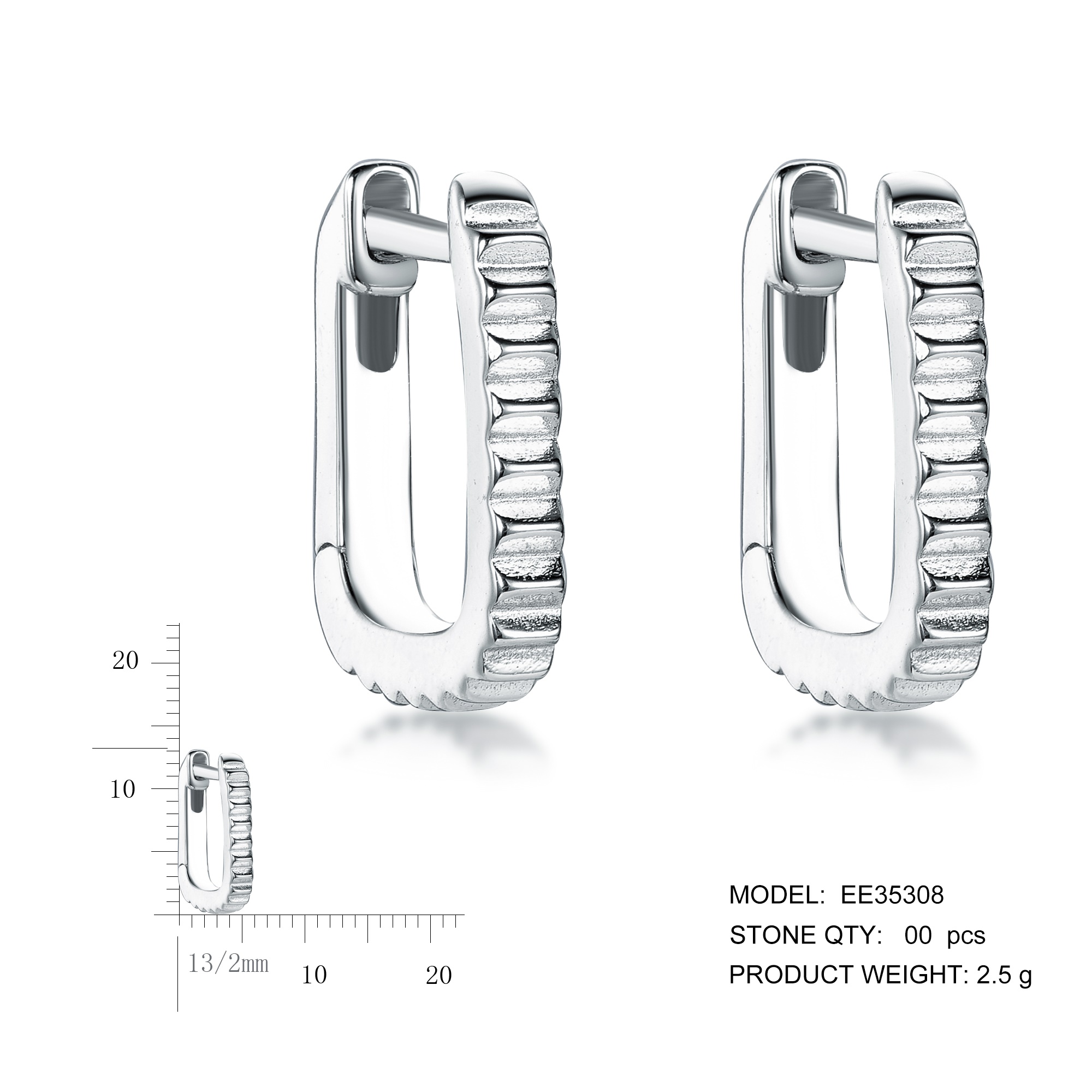Fashion Wholesale Women Sterling Silver Trendy Shiny U Shaped Women Earrings Hoops, Jewelry Earrings