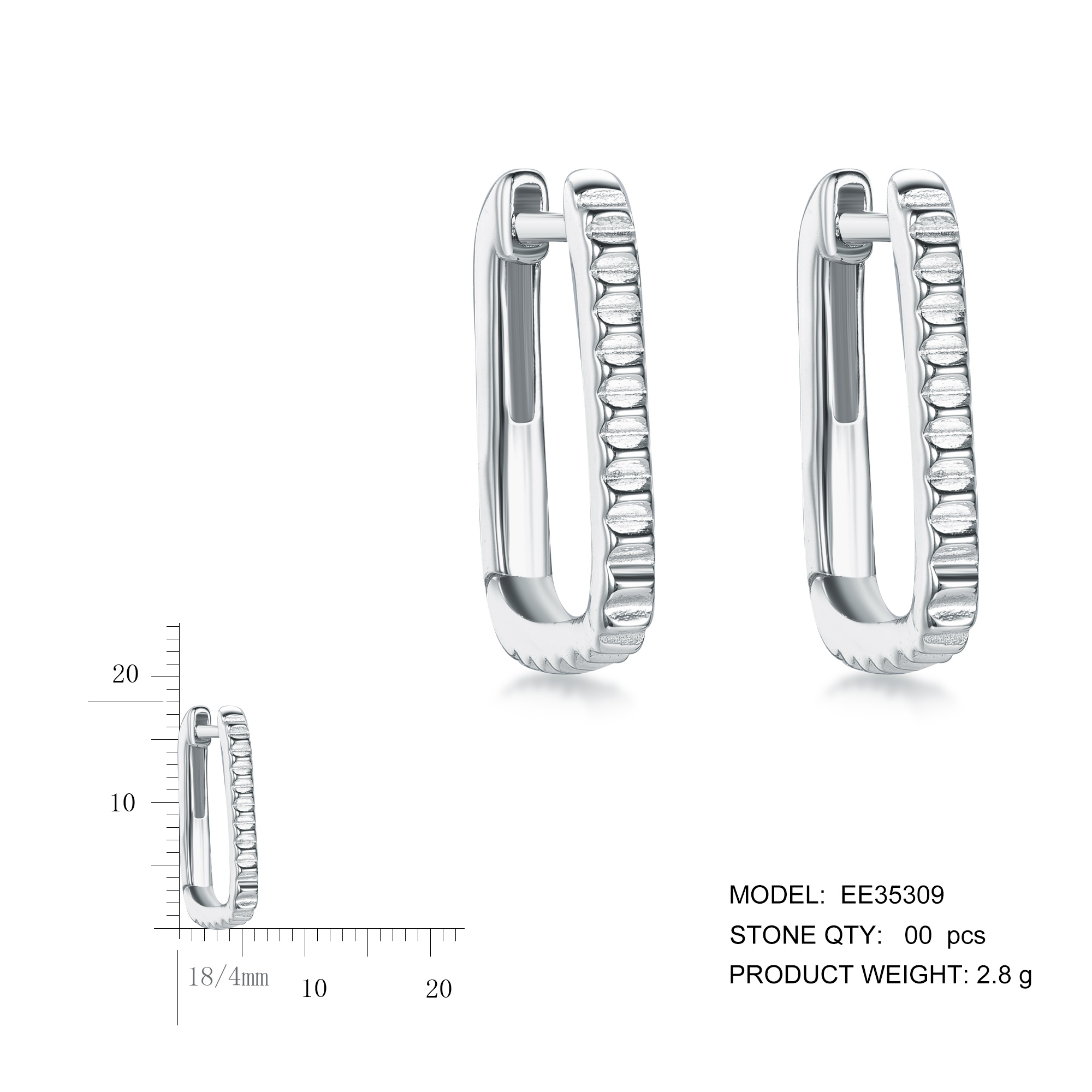 Fashion Wholesale Women Sterling Silver Trendy Shiny U Shaped Women Earrings Hoops, Jewelry Earrings