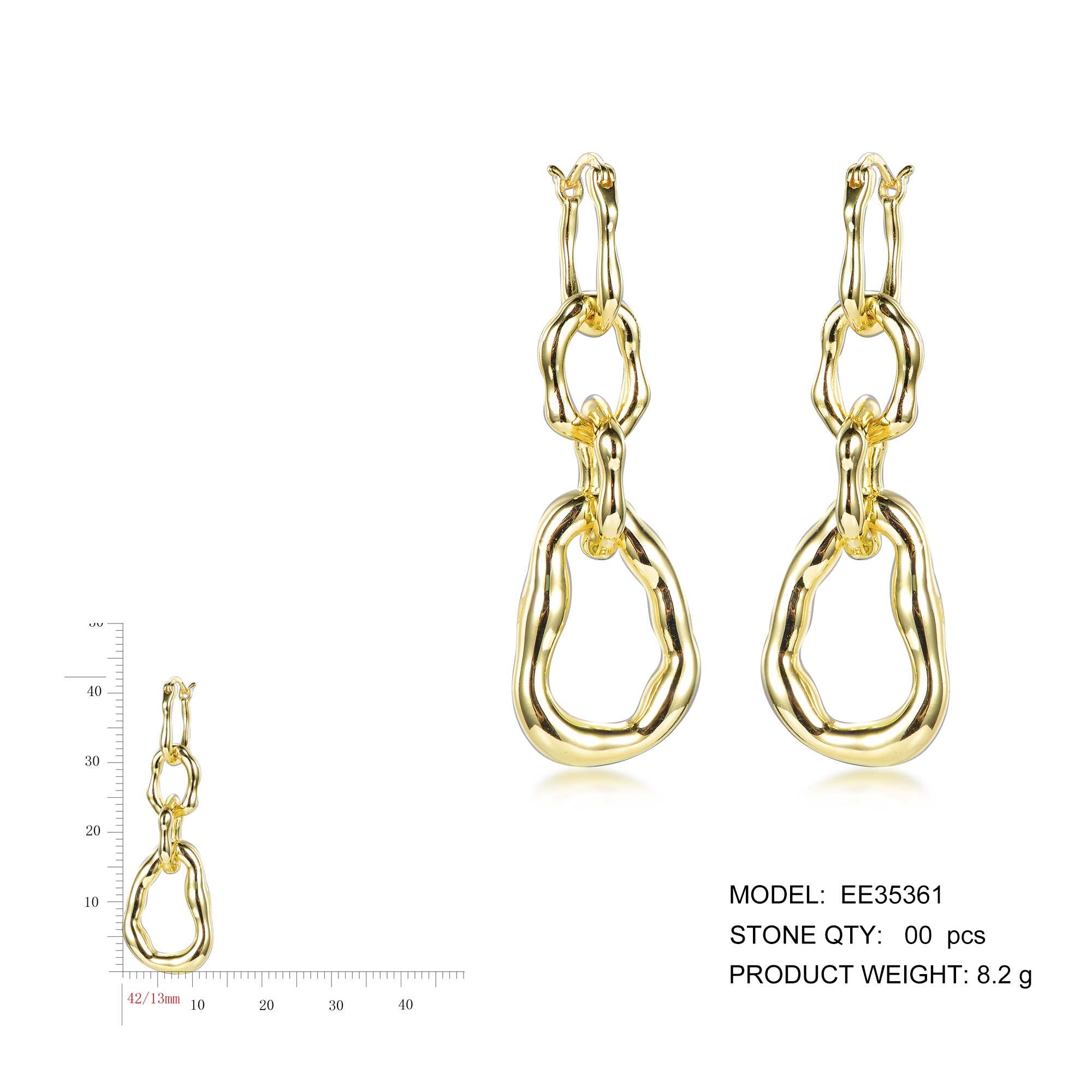 Minimalist Geometric 925 Sterling Silver Jewelry 18K Gold Plated Piercing Earrings for Women Gift