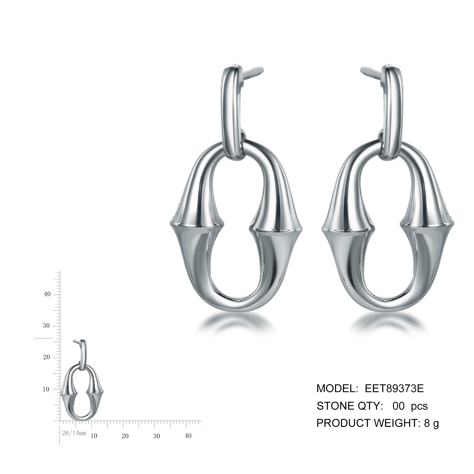 Minimalist Geometric 925 Sterling Silver Jewelry 18K Gold Plated Piercing Earrings for Women Gift