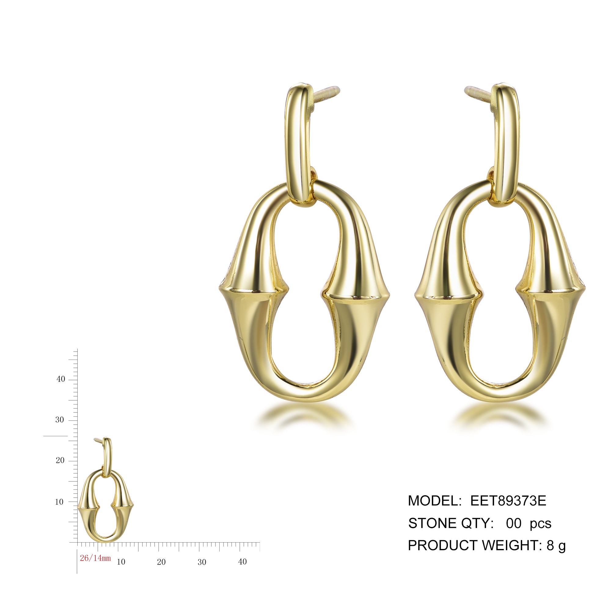 Minimalist Geometric 925 Sterling Silver Jewelry 18K Gold Plated Piercing Earrings for Women Gift