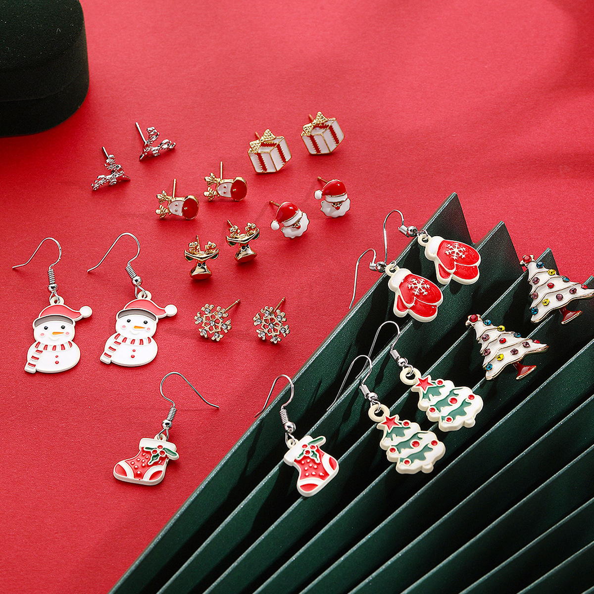 Christmas Jewelry 925 Silver Santa Claus Christmas Tree Cute Animal Stud Earrings for Teens