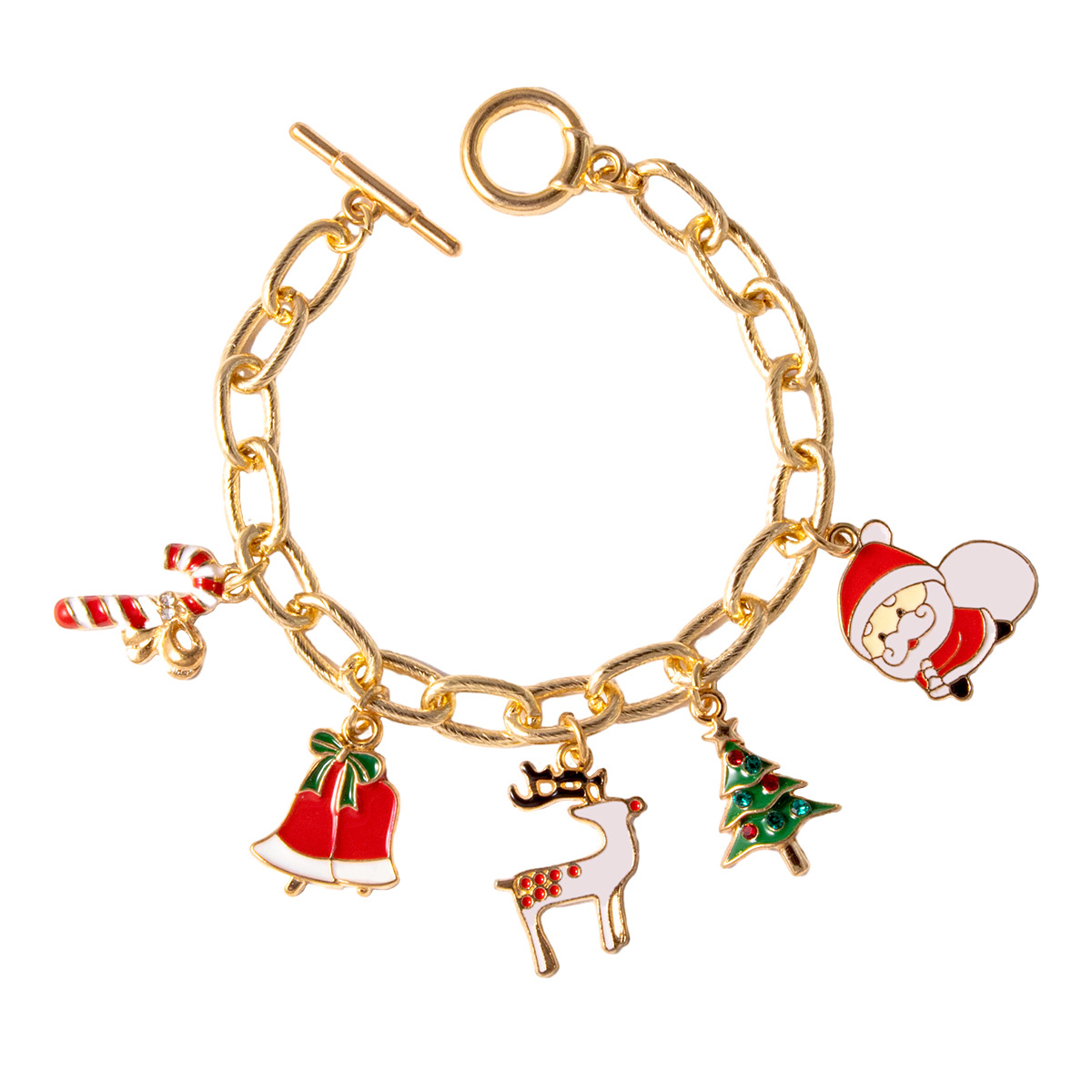 Christmas Gift Charm Bracelet Cute Christmas Tree+Santa Claus Pendant Bracelet Alloy Christmas Jewelry