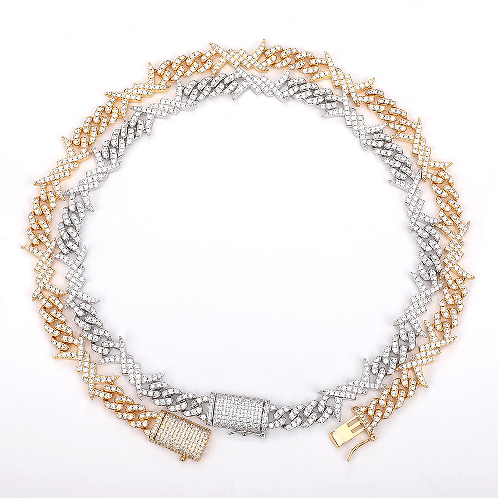 10mm width cadena de oro 14k 18k plata collares para hombre de plata 925 chuban link chian