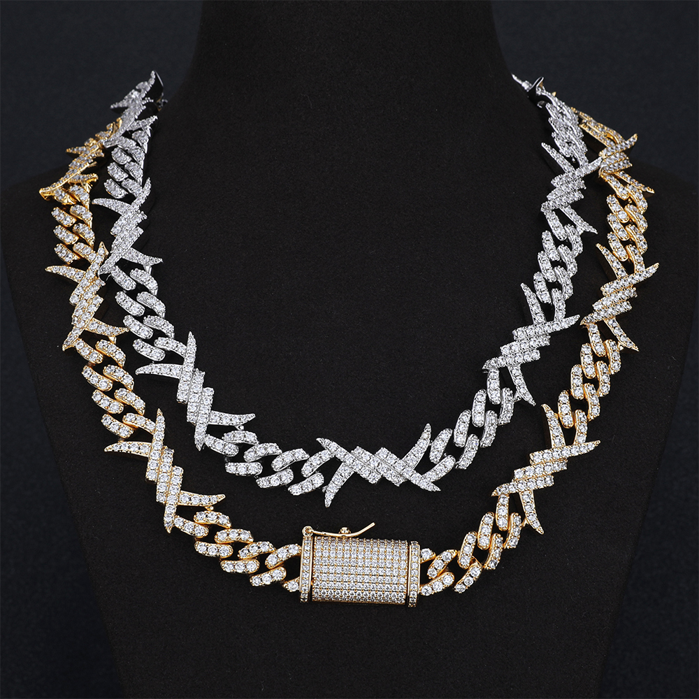 10mm width cadena de oro 14k 18k plata collares para hombre de plata 925 chuban link chian