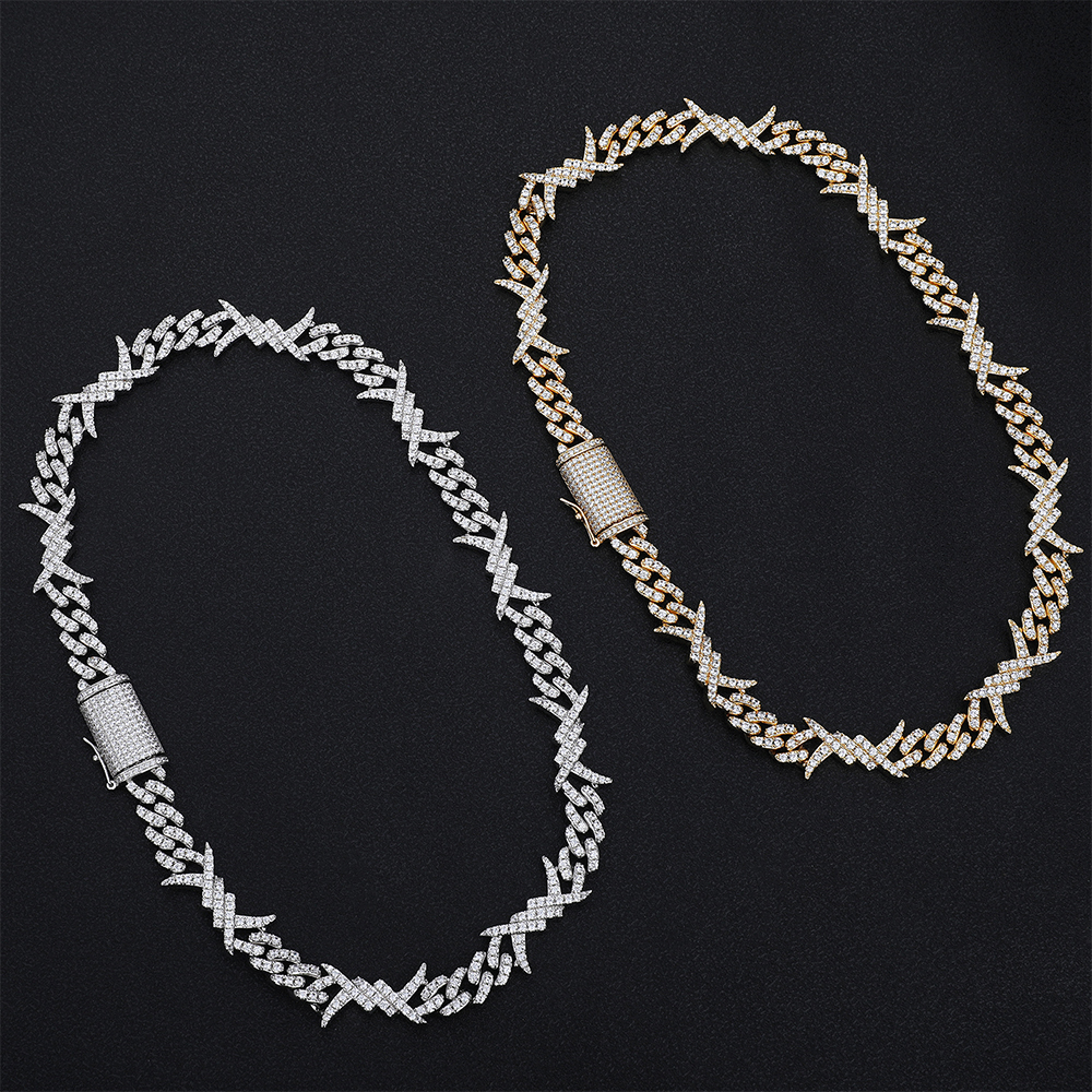 10mm width cadena de oro 14k 18k plata collares para hombre de plata 925 chuban link chian