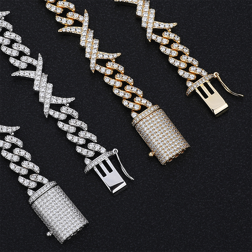 10mm width cadena de oro 14k 18k plata collares para hombre de plata 925 chuban link chian