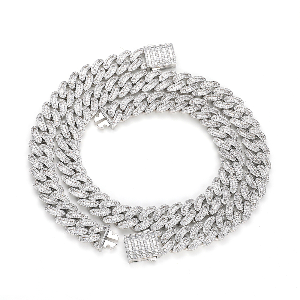  Men Women Hip Hop Jewelry 13mm Cuban Chain Iced Out CZ Prong Cuban Link Chain Necklace Diamond Cuban Chain