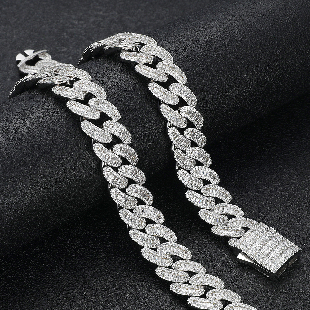  Men Women Hip Hop Jewelry 13mm Cuban Chain Iced Out CZ Prong Cuban Link Chain Necklace Diamond Cuban Chain