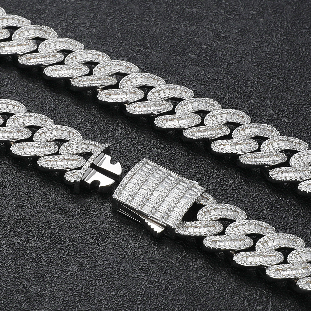  Men Women Hip Hop Jewelry 13mm Cuban Chain Iced Out CZ Prong Cuban Link Chain Necklace Diamond Cuban Chain