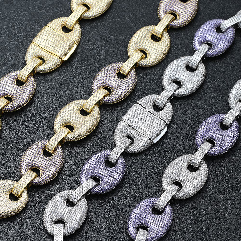 chunky 25mm gold plated diamond cuban link chain jewelry necklace women / men