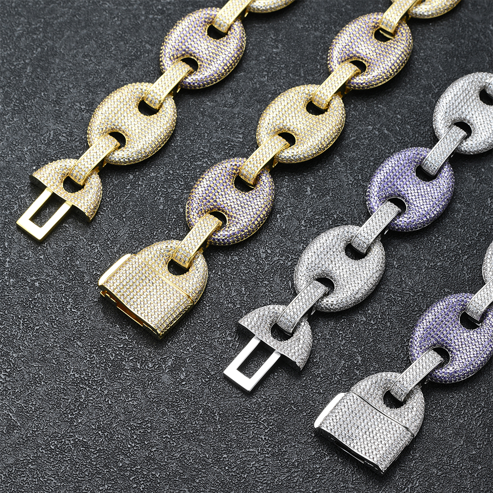 chunky 25mm gold plated diamond cuban link chain jewelry necklace women / men