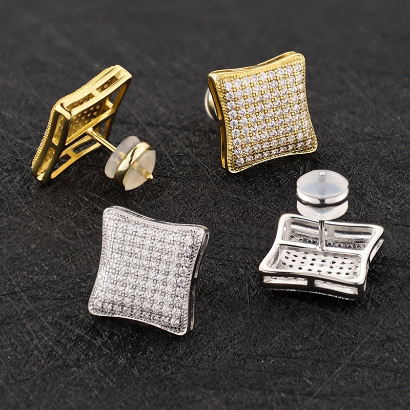 Silver Jewelry Fashion Silver Earring Designs New Model Earrings 925 Sterling Silver Pave Cz Round Stud Earring For Men