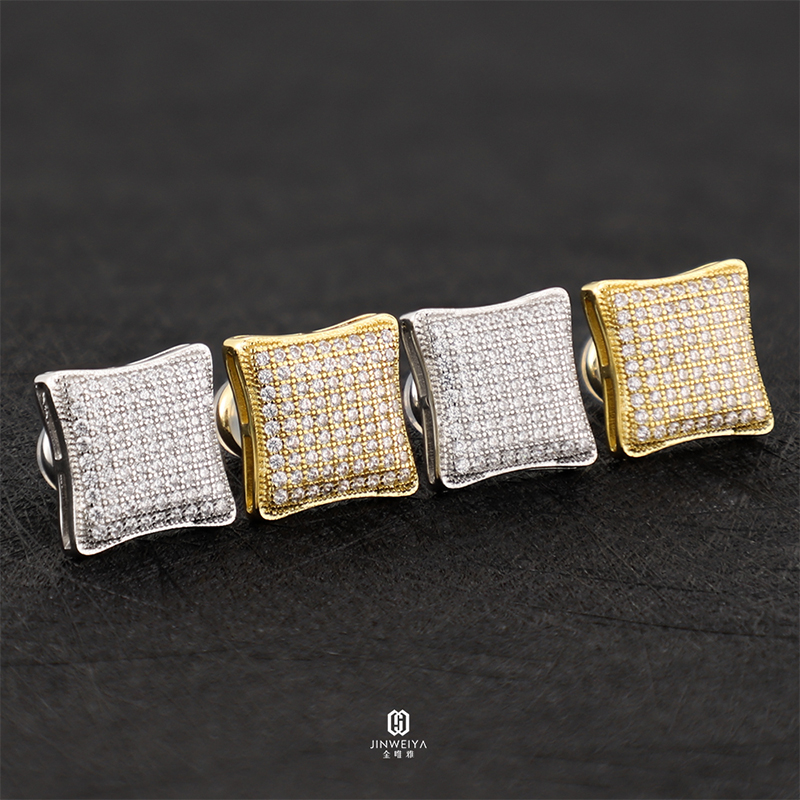 Silver Jewelry Fashion Silver Earring Designs New Model Earrings 925 Sterling Silver Pave Cz Round Stud Earring For Men