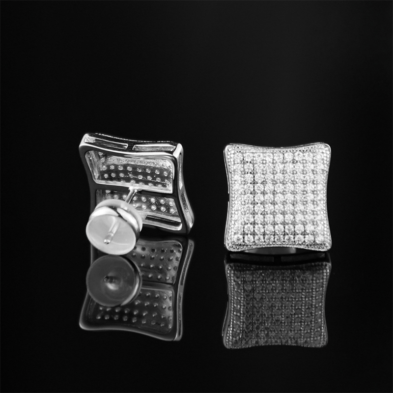 Silver Jewelry Fashion Silver Earring Designs New Model Earrings 925 Sterling Silver Pave Cz Round Stud Earring For Men