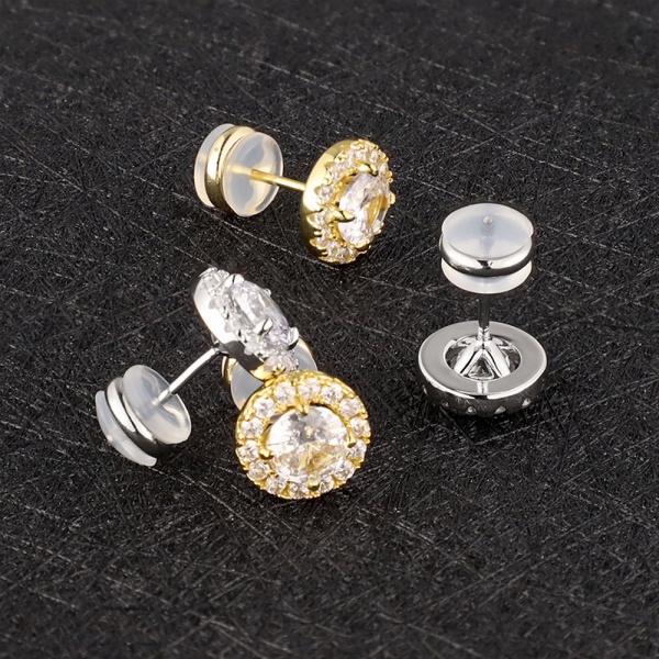 High Quality Pass Diamond Tester Iced Out 5 Rows Hip Hop Men 925 Silver Moissanite Stud Earrings