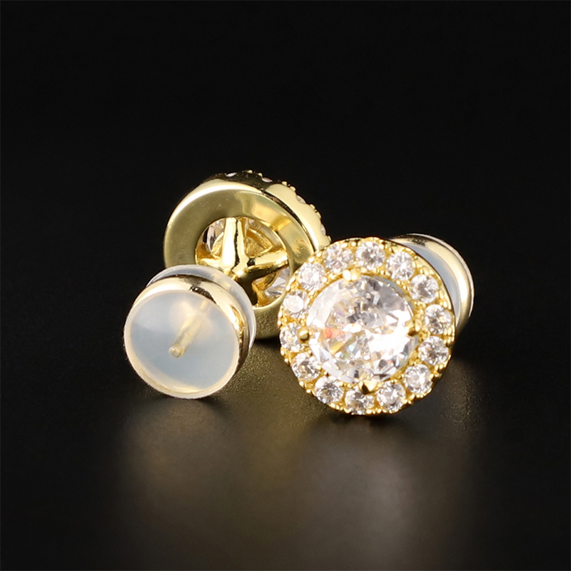 High Quality Pass Diamond Tester Iced Out 5 Rows Hip Hop Men 925 Silver Moissanite Stud Earrings