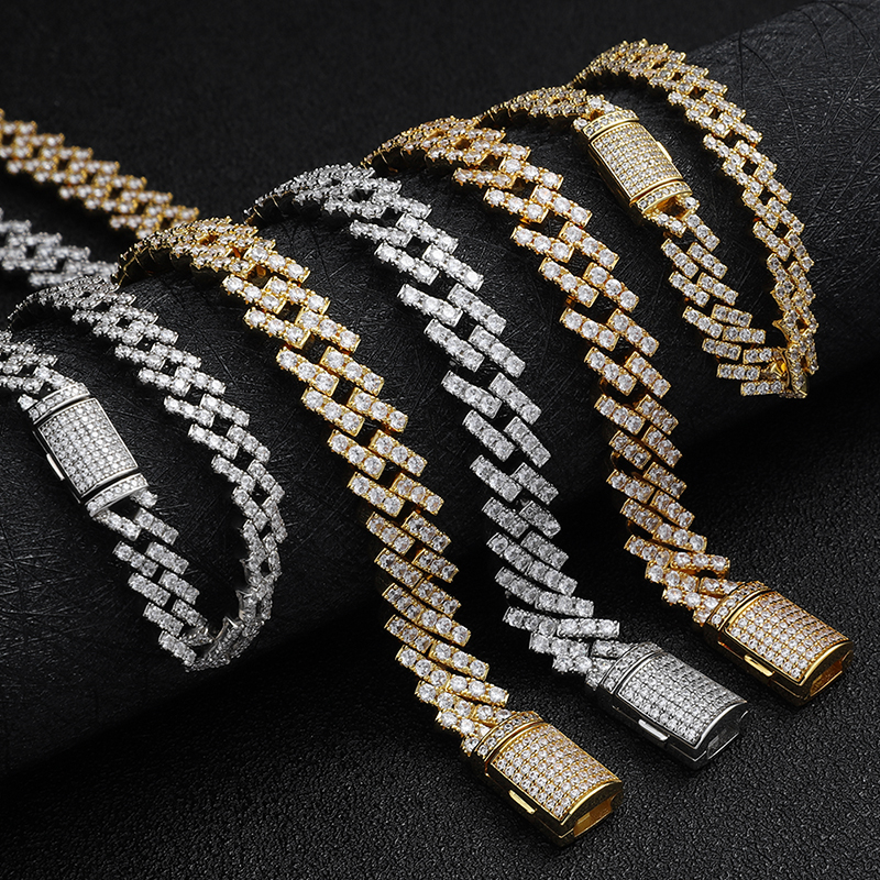 Hip Hop Cuban Chain 8mm VVS Moissanite Diamond Iced Out 925silver Chain Custom Cuban Necklace For Men