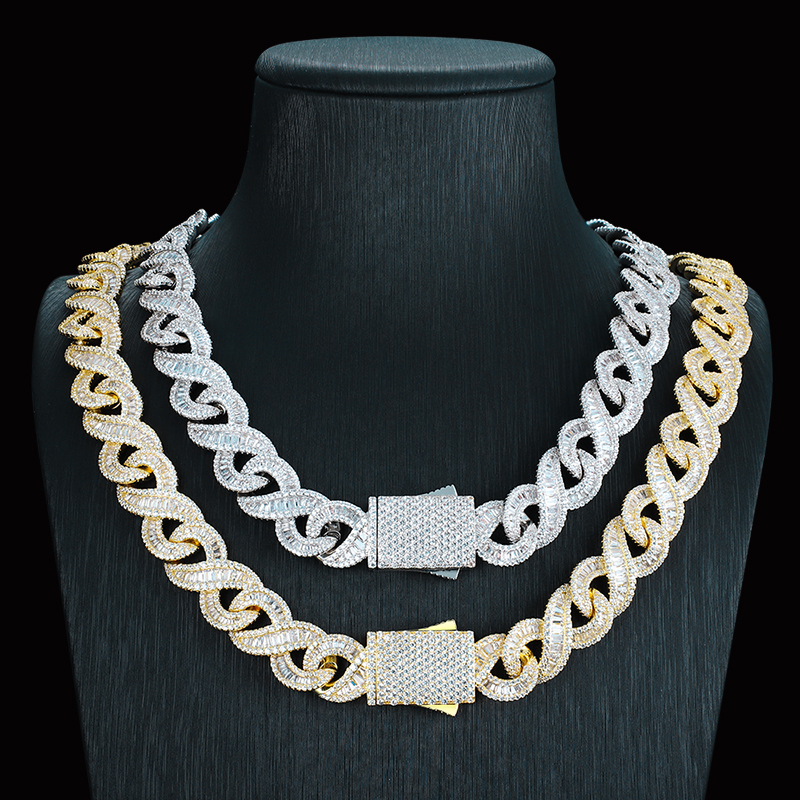 Hot Selling 925 Sterling Silver Hip Hop 8mm 10mm 12mm 14mm 19mm Iced Out Moissanite Diamond Cuban Link Chain Rock Jewelry