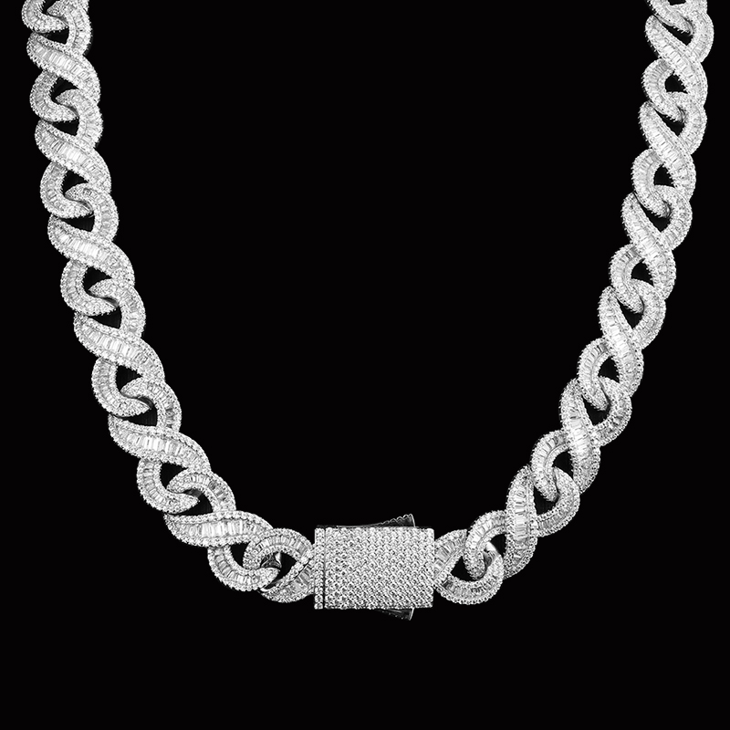 Hot Selling 925 Sterling Silver Hip Hop 8mm 10mm 12mm 14mm 19mm Iced Out Moissanite Diamond Cuban Link Chain Rock Jewelry