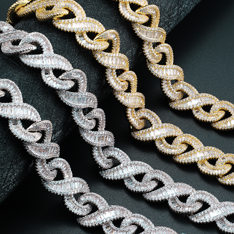 Hot Selling 925 Sterling Silver Hip Hop 8mm 10mm 12mm 14mm 19mm Iced Out Moissanite Diamond Cuban Link Chain Rock Jewelry
