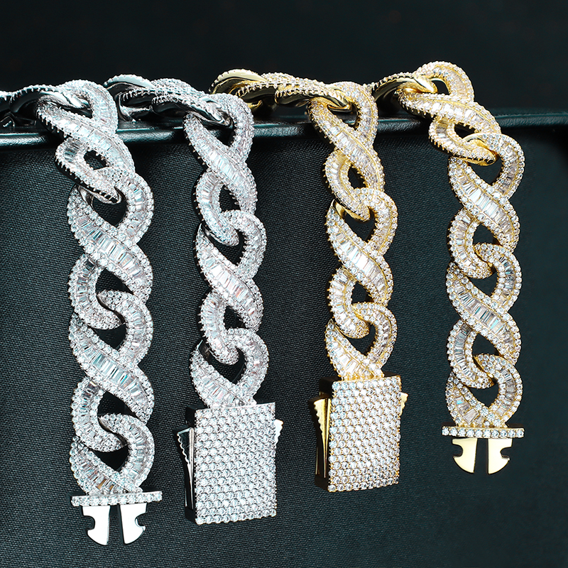 Hot Selling 925 Sterling Silver Hip Hop 8mm 10mm 12mm 14mm 19mm Iced Out Moissanite Diamond Cuban Link Chain Rock Jewelry