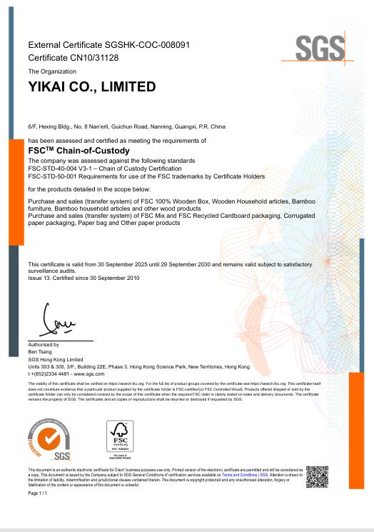FSC certificate-Yikai-2025