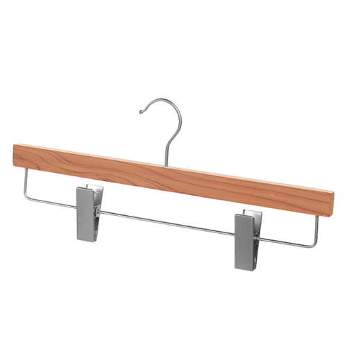 Natrual Cedar Wooden Pants & Skirts Hanger with Clips