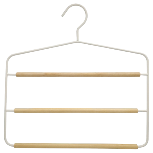 3-Layer Frosted Metal Wood Trousers Hanger