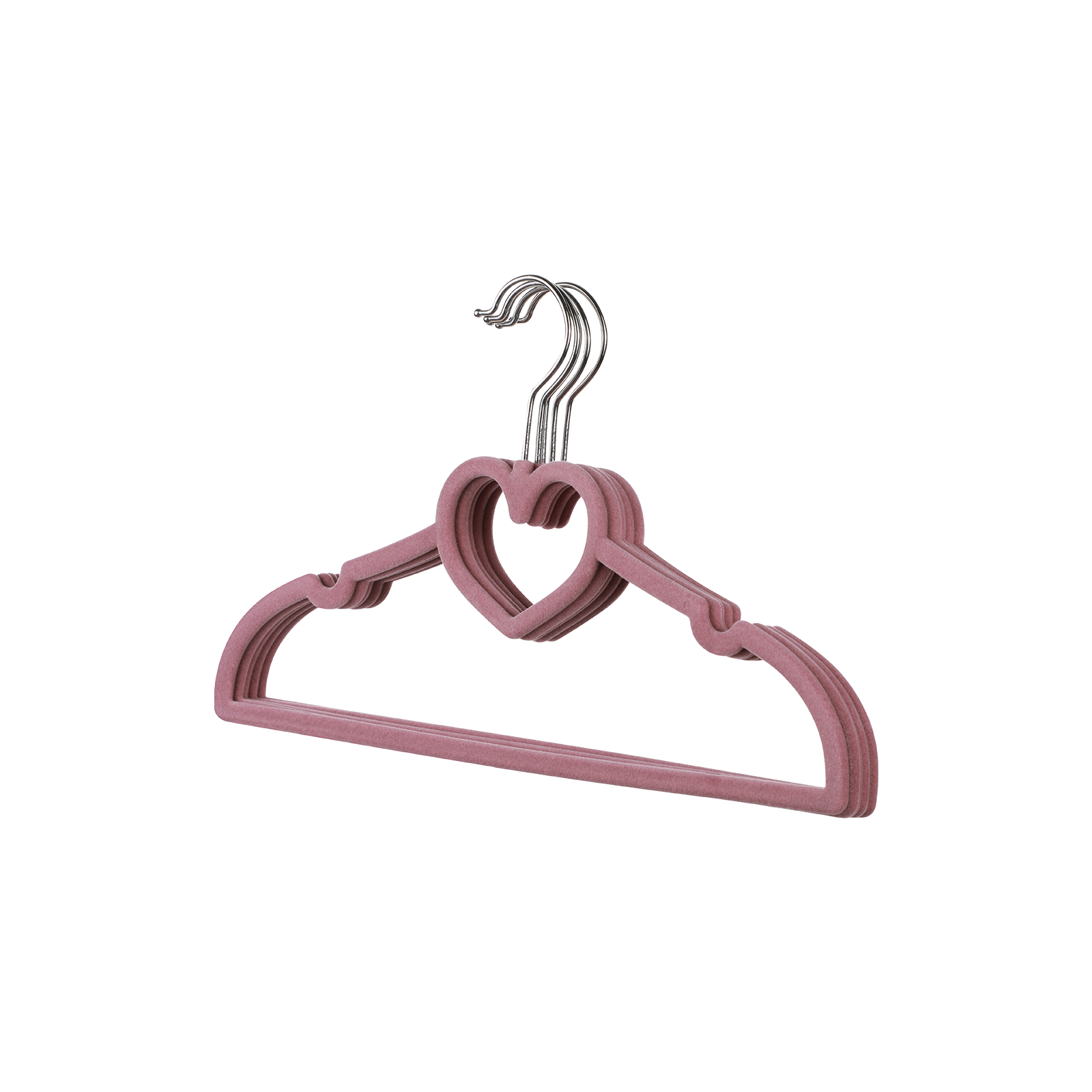 Cute Heart Shape Flocking Plastic Kids Clothes Hanger