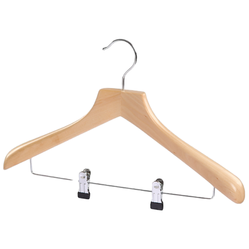 Sturdy Wooden Coat Hanger with Movable Clips