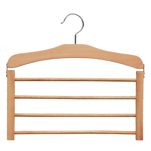 4-Layer Space-saving Wooden Pants Skirts Hanger