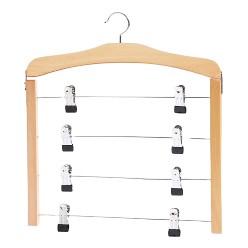 Space-saving Multi-layer Wooden Bottom Clothes Hanger