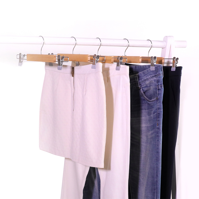 Eco-friendly Wooden Skirt/Pant Hanger with Clips